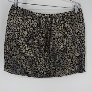 J. Crew Collection Marigold Mini Skirt Gold Silk Metallic Floral y2k vintage
